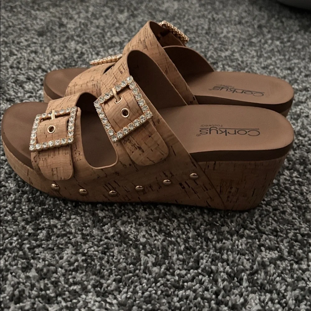 Corkys Cork Sandals with Rhinestone Buckles - Picture 2 of 2